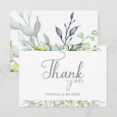 Calligrafie Botanische bruiloft Dank je Bedankkaart (Voorkant / Achterkant)