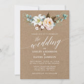 Calligrafie Botanische Floral Wedding Kraft Invite (Voorkant)