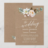 Calligrafie Botanische Floral Wedding Kraft Invite (Voorkant / Achterkant)