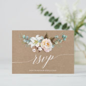 Calligrafie Botanische Floral Wedding Kraft RSVP (Staand voorkant)