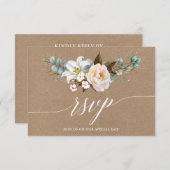 Calligrafie Botanische Floral Wedding Kraft RSVP (Voorkant / Achterkant)