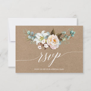 Calligrafie Botanische Floral Wedding Kraft RSVP
