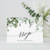 Calligrafie Botanische Ivy Greenery Wedding RSVP Kaartje (Staand voorkant)