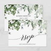 Calligrafie Botanische Ivy Greenery Wedding RSVP Kaartje (Voorkant / Achterkant)