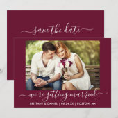 Calligrafie Bourgondië Getrouwen Save The Date (Voorkant / Achterkant)