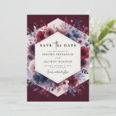 Calligrafie Bourgondische bruiloft Save The Date (Staand voorkant)