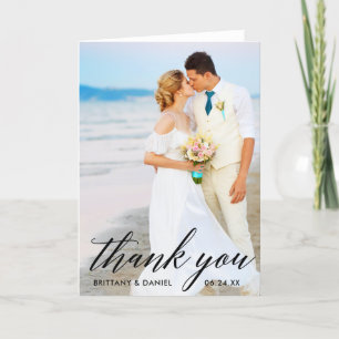 Calligrafie Bride Groom Weddenschap Foto Fold B Bedankkaart
