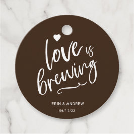 Calligrafie Brown Love is Brewing Wedding Bedankjes Labels