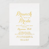 Calligrafie Brunch met de Bride Shower Gold Folie Uitnodiging (Voorkant)