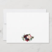 Calligrafie Burgundy Blue Floral Wedding Bedankkaart (Achterkant)