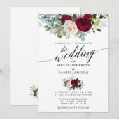 Calligrafie Burgundy Floral Greenery Wedding W Kaart (Voorkant / Achterkant)