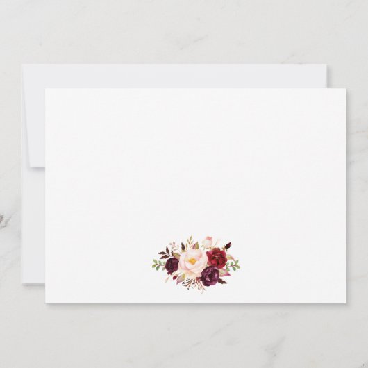 Calligrafie Burgundy Floral redt de nieuwe datum K Save The Date (Achterkant)