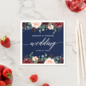Calligrafie Burgundy Floral Wedding Blue Servet (Insitu)