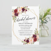 Calligrafie Burgundy Geometric Vrijgezellenfeest Kaart (Staand voorkant)