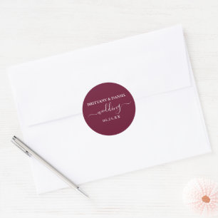 Calligrafie Burgundy Wedding Envelope-zegels Ronde Sticker