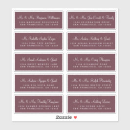 Calligrafie Burgundy Wedding Guest Adresetiketten Sticker