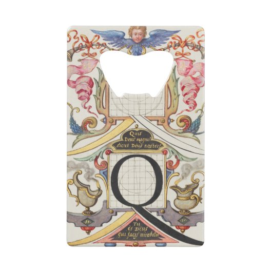 CALLIGRAFIE CALLIGRAPHY LETTER Q JORIS HOEFNAGEL B CREDITKAART FLESSENOPENER (Voorkant)