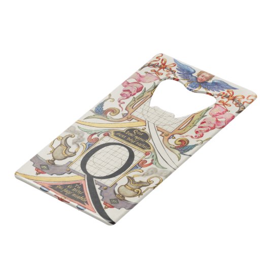 CALLIGRAFIE CALLIGRAPHY LETTER Q JORIS HOEFNAGEL B CREDITKAART FLESSENOPENER (Voorkant Gekanteld)