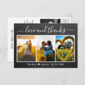 Calligrafie Chalkboard Weddenfoto Collage Bedankkaart (Voorkant / Achterkant)