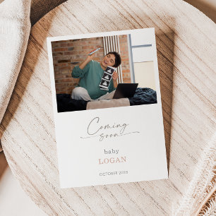 Calligrafie Chic Pastel Komt Er Soon Zwangerschaps Kaart