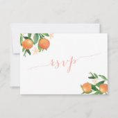 Calligrafie Citrus Sinaasappels Koraal Roze Maalti RSVP Kaartje (Voorkant)