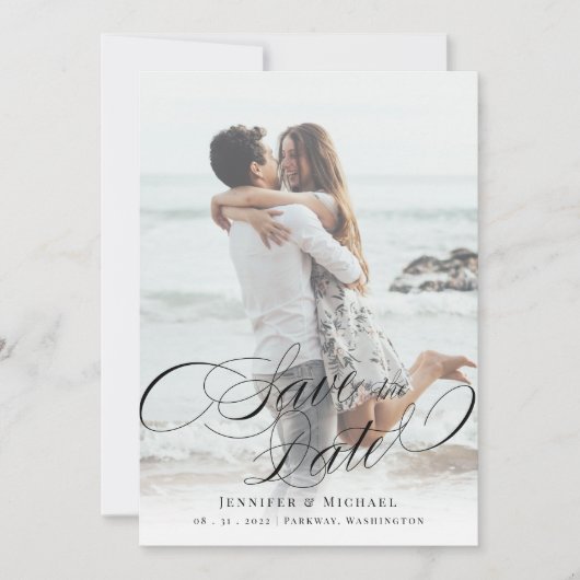 Calligrafie Classic elegant Wedding Save the Date (Voorkant)