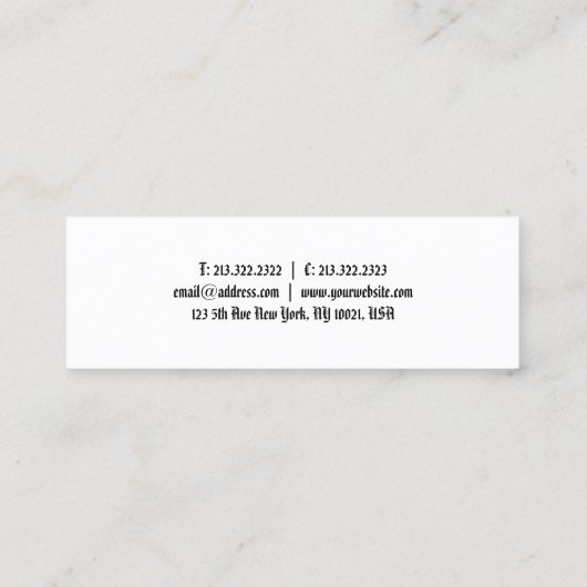 Calligrafie Classic Old American Text Professional Mini Visitekaartje (Achterkant)