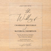 Calligrafie Classy Wedding Acryl Uitnodigingen (Voorkant)