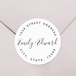 Calligrafie Couple Names Circular Wedding Address Ronde Sticker