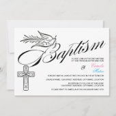 Calligrafie Cross- en Dove Baptism Twins Kaart (Voorkant)