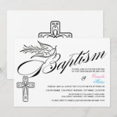 Calligrafie Cross- en Dove Baptism Twins Kaart (Voorkant / Achterkant)