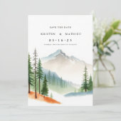 Calligrafie Custom Mountain Save The Date (Staand voorkant)