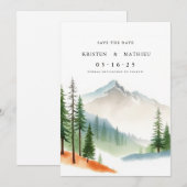 Calligrafie Custom Mountain Save The Date (Voorkant / Achterkant)
