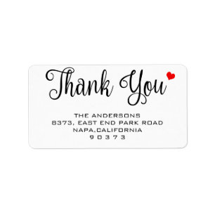 Calligrafie Dank u het Rode Hart Return-adres Etiket
