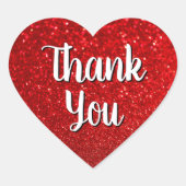 Calligrafie Dank u wel Red Glitter Bokeh Hart Sticker (Voorkant)