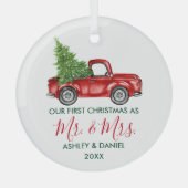 Calligrafie de heer Mrs. Glas Ornament (Voorkant)