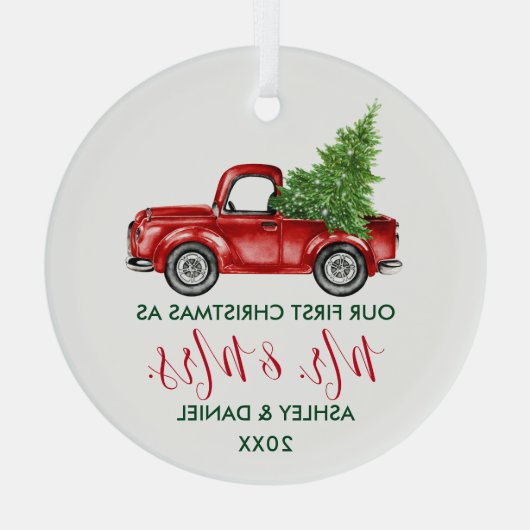 Calligrafie de heer Mrs. Glas Ornament (Achterkant)