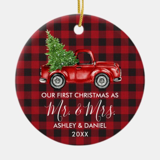 Calligrafie de heer Mrs. Keramisch Ornament (Voorkant)