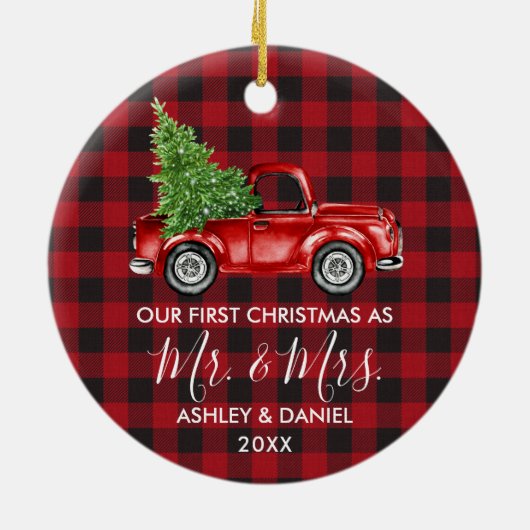 Calligrafie de heer Mrs. Keramisch Ornament (Achterkant)