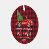 Calligrafie de heer Mrs. Metalen Ornament (Voorkant links)