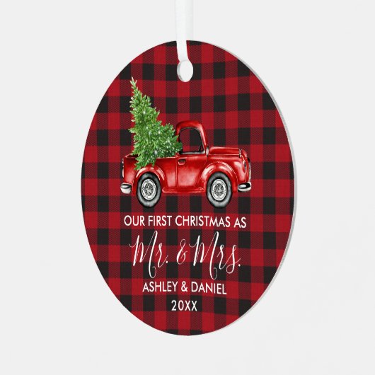 Calligrafie de heer Mrs. Metalen Ornament (Voorkant links)