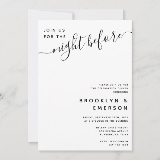 Calligrafie de nacht voor het repetitief diner kaart (Voorkant)