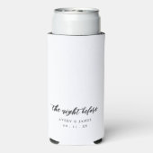 Calligrafie de nacht voor het repetitief diner seltzer blikjeskoeler (Seltzer Achterkant)