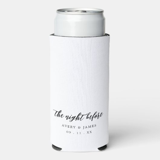 Calligrafie de nacht voor het repetitief diner seltzer blikjeskoeler (Seltzer Achterkant)