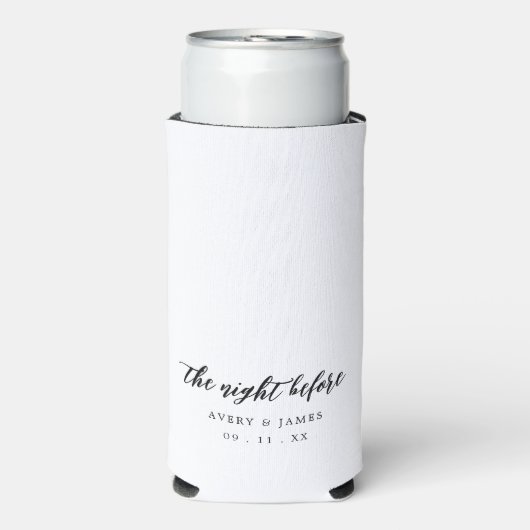 Calligrafie de nacht voor het repetitief diner seltzer blikjeskoeler (Seltzer Voorkant)