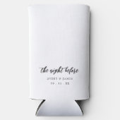 Calligrafie de nacht voor het repetitief diner seltzer blikjeskoeler (Voorkant)