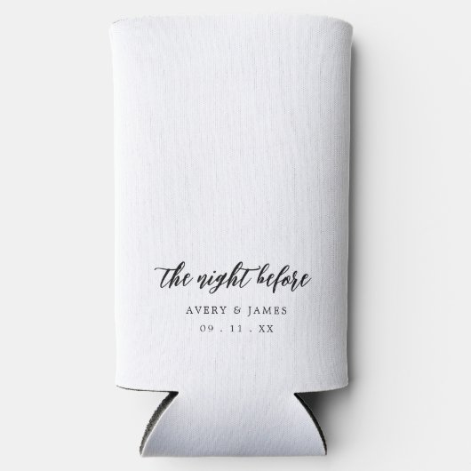 Calligrafie de nacht voor het repetitief diner seltzer blikjeskoeler (Voorkant)