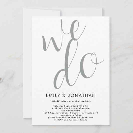 Calligrafie die wij QR-code-bruiloft doen Kaart (Voorkant)