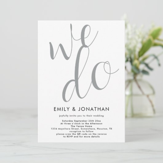 Calligrafie die wij QR-code-bruiloft doen Kaart (Staand voorkant)
