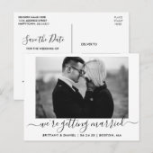 Calligrafie die wordt gehuwd sparen de Datum BW Fo Briefkaart (Voorkant / Achterkant)